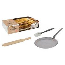 de Buyer 畢耶 原礦蜂蠟可麗餅鍋 禮盒組, 1.45kg, 黑色, 1個