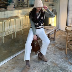 메종드디자인 여성용 크림일자PT