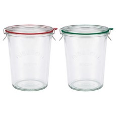 인블룸 아르떼 테이퍼드 유리용기 850ml 딥그린 + 딥레드 세트, 1세트