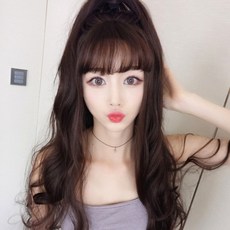 하이유니 웨이브 펌 롱 컬 헤어 통가발 70cm + 가발망 + 거치대 세트, 다크브라운(가발), 랜덤발송(거치대), 1개
