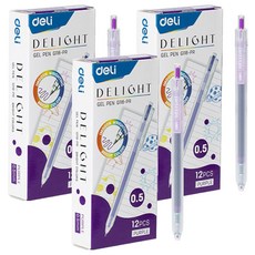 Deli Delite 速乾 Knock 中性筆 0.5mm EQ118, 紫色, 36個