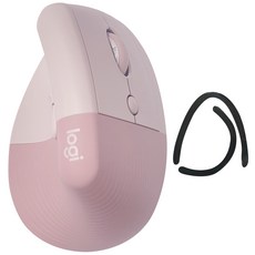 로지텍 LIFT VERTICAL 인체공학 무선 마우스 MR0094 + 마우스 피트 세트, MR0094(마우스) , CU0021(수신기), 로즈핑크