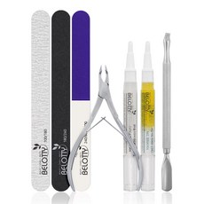 BELOTTY 專業用多合一指甲護理組 PRO KIT, 指緣剪+雙頭鋼推棒+指緣軟化筆+滋養精華筆+銼刀 2入+拋光棒, 1組