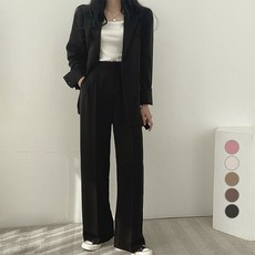 Paperments 女款辦公室西裝套裝 單排扣外套 + 寬褲 06562