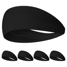 Midami 寬版高彈力跑步瑜珈運動髮帶 1624, 黑色, 5個