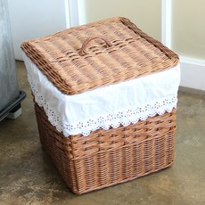Rattan Shop 大款方形附蓋藤編籃 B405 370 x 370 x 360 mm, 1個, 棕色