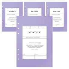 FunnYmade 6孔手帳月計畫補充內頁套組, 4個, 160張