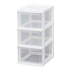 IRIS OHYAMA 愛麗思歐雅瑪 S 白色纖薄三層抽屜櫃, 白色, 透明, 3個