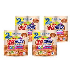 elleair 艾黎艾爾 無漂白超吸收廚房紙巾 2捲x4包 廚房紙巾 超強吸水, 2捲, 4袋