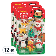 핑크풋 크리스마스 미니어쳐 지우개 세트, 혼합색상, 12세트
