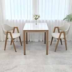 비에프컴퍼니 비앙카 세라믹 식탁의자세트 2인용 방문설치, 유광 화이트마블 + 우드스틸(식탁), 연그레이(의자), 일반의자 2