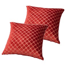 J&N 歐朵拉抱枕 45 x 45cm 2入組 - 時尚幾何圖案 柔軟舒適, 紅色