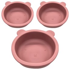 矽膠吸盤小熊碗3入組 155g 300ml, 乾燥玫瑰色, 3個