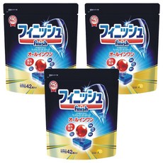 finish 洗碗機專用 紅球強效洗碗清潔錠 42個, 18g, 3包