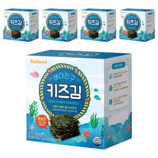 ibobomi 兒童海苔, 韓國產100%海苔原料, 無添加鹽和油, HACCP認證, 無調味, 15g, 5盒
