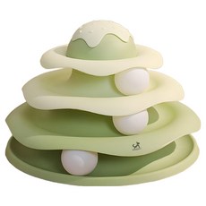 叮咚寵物 冰淇淋軌道球貓咪狩獵玩具, 1個, 綠色