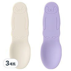 Easy sili 矽膠多用途優格奇異果湯匙2件組, 3套, 白色, 紫色