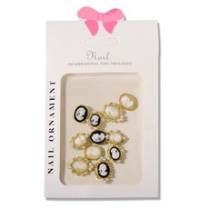 쿼르디 레트로 페이스 네일파츠 6 x 2p 세트, 1개, 골드