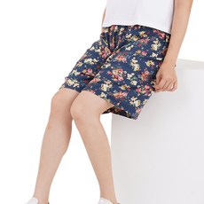 Carrylucy 女款人造絲花卉五分短褲