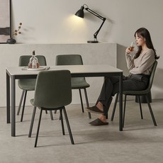 보니애가구 에븐 포세린 식탁 1100 + 허쉬 의자4p 세트 4인용 방문설치, 상판(아티쿠스그레이), 의자(퍼니그린4p), 일반의자 4