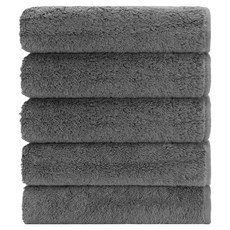 優質毛巾 200g 40支精梳棉, 深灰色, 5個