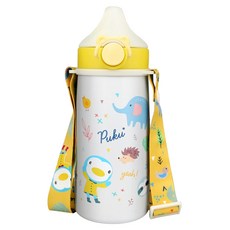 PUKU 藍色企鵝 Dreamer不鏽鋼吸管保溫水壺 附直飲蓋, 活力黃, 500ml, 1個