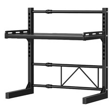 SHCJ 生活采家 左右伸縮微波爐烤箱加厚置物架 上下可調整, 40~62 x 33 x 59cm, 黑色, 2層