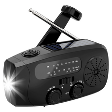 YORI CAR 優里 防災手搖發電收音機, 黑色, 086