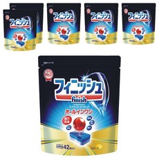 finish 洗碗機專用 紅球強效洗碗清潔錠 42個, 18g, 6包