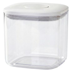 寵物密封儲糧桶, 透明色/白色, 1個, 1L