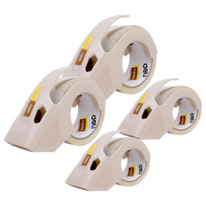 deLi 得力 無噪音封箱膠帶 2入 + 一般型安全切割器 48mm x 40m, 2套, 混色