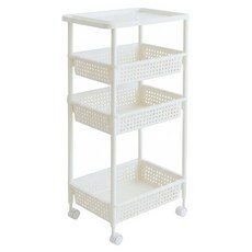 PEARL LIFE 珍珠金屬 日本製寬版四層收納推車 48 x 32.5 x 103.5cm 1.5kg, 白色