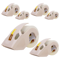 Deli 小盒膠帶 48mm x 40m 2p + 隱藏式切割器 2p 套裝, 3套, 米色(切割器), 透明(膠帶)