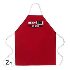 애티튜드에이프런즈 마이 비비큐 마이 룰즈 에이프런, 혼합 색상, 2개