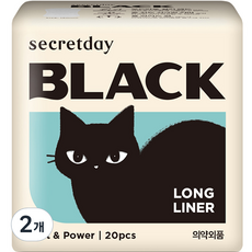 시크릿데이 블랙캣 팬티라이너, 롱, 20개입, 2개