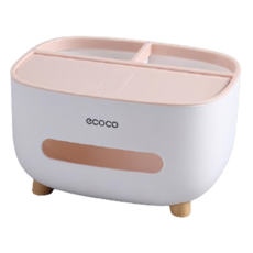 ecoco 意可可 北歐多功能橫抽面紙盒 防水防潮 雙層分隔 全圓滑設計, 北歐粉, 1個