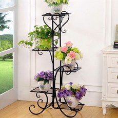 LIENO 鐵製花盆架, 黑色, 5層