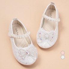 롤리트리 여아용 나비 장식 글리터 플랫 슈즈