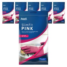 Ansell 修身款粉色乳膠橡膠手套 L, 復古粉紅色, 6個, 大(L)