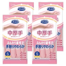 日本 ST 雞仔牌 Family 指尖強化 中厚型 內裹毛家事手套 S 粉色 4袋