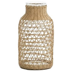 沐慕家居 編織玻璃花瓶, 三角款 棕色