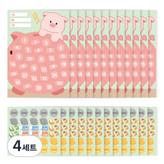 워너디스 할수있어 동물 칭찬 스티커판 12p + 스티커 12p 세트, 용돈을 모아요, 4세트