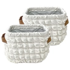 沐慕家居 泡芙格可折疊收納籃 20 x 15 x 15cm 全白色 2個, 1組