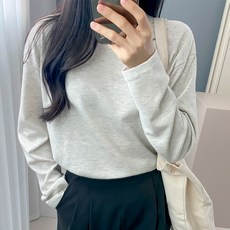 라미르 여성용 부드러운 루즈핏 라운드 긴팔 티셔츠