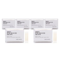 올웨일리 국산 오가닉 면봉 이탈리아 코튼, 6개, 200개입