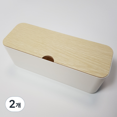 Mako 木質延長線收納盒, 白色楓木, 2個