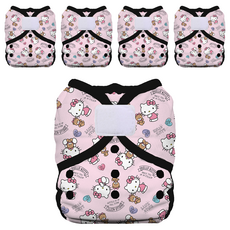 THiRSTiES 魔鬼氈防水尿布兜 SANRIO聯名款 適用於1 (3-8kg) 100%聚酯纖維, Hello Kitty Dear Bear, 5件