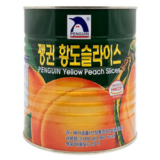 韓國 PENGUIN 黃桃切片罐頭, 1個, 3kg