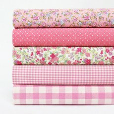Chouchou Room 花朵 圓點 格紋 布料 5件組 SH-277, 混合色, 1套