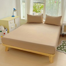 防水吸濕排汗床包式保潔墊 100%聚酯纖維 Advanta 高科技防水膜 台灣製, 雙人奶茶色, 188 x 152 x 35cm